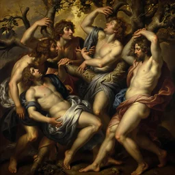 beautiful oil matte painting, humans fused to tree branches in agonizing pain, wonderful masterpiece highly detailed, beautiful cinematic light deep focus, elegant, digital painting, smooth, sharp focus, golden ratio, dramatic illumination, ultra realistic, 8 k, art by artemisia lomi gentileschi and caravaggio