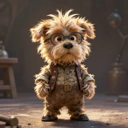 a scruffy inventor character designed by Milt Kahl, rendered illustration