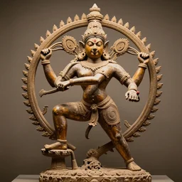 highly detailed ancient Hindu statue nataraja shiva. 4K high quality museum collection photograph