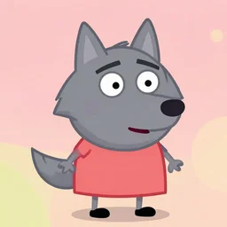 a wolf character in the style of pepa pig