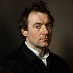 portrait of stephen fry, painted by caravaggio, reinassance, chiaroscuro, highly detailed, masterpiece, 8 k, high quality