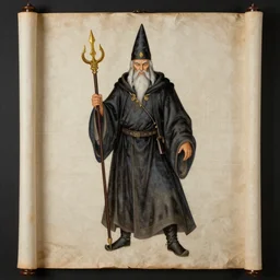 a Scroll painting of a wizard