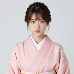 a beautiful portrait of a gorgeous japanese girl wearing kimono, pink zen style, photorealistic portrait, porcelain skin, beautiful eyes and face, smooth, 8 k uhd, portrait photography, beautiful volumetric lighting, studio lighting