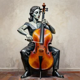 cello violin concert art by picasso and banksy