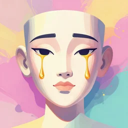 beautiful face, made of chinese pottery, golden tears, dramatic lighting, maximalist pastel color palette, splatter paint, pixar and disney concept, graphic novel by fiona staples and dustin nguyen, peter elson alan bean wangechi mutu, clean cel shaded vector art, on artstation