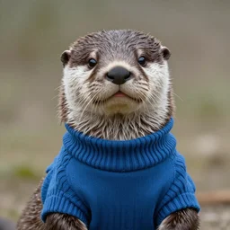 portrait of an anthropomorphic otter in a blue sweater, artstation, furry furaffinity