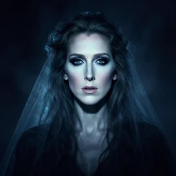head and shoulders portrait of a spectral, ghostly, shadowy wraith portrayed by celine dion, d & d, fantasy, luis royo, magali villeneuve, donato giancola, wlop, krenz cushart