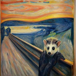 the scream by Edward munch, opossum!!!! man