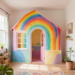 Inside of a beautiful rainbow house