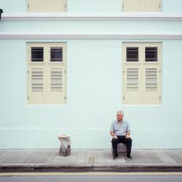 minimalist street photography by wes anderson and by steve mccurry, singapore ( 2 0 1 8 ), portra 4 0 0, intense shadows, warm hue, golden hour