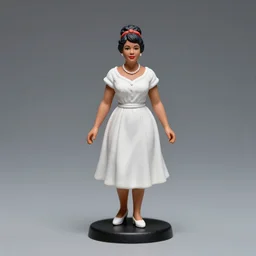 80mm resin detailed Miniature of a Hattie McDaniel in white summer dress ;Miniature product Photo, 4K, Full body