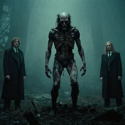 the creature, rises from it's grave, film still from the movie directed by denis villeneuve with art direction by bernie wrightson, ed emshwiller and tim white
