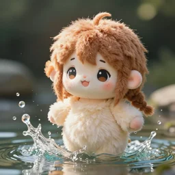 cute fumo plush of a girl who likes to splash about in the water