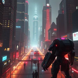 a very calm city, skycrapers all lit up, robots preparing for war, extreme detail, alejandro burdiso style art, enaissance, dynamic lighting, bright light, cinematic, vibrant, clean, ultra detailed, sharp, digital detailed environment, octane render, cgsociety, 8 k hdr, artstation