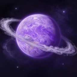 a detailed digital painting of a marble - like planet orbiting a large purple sun in a sea of stars, by alena aenami, petros afshar and greg rutkowski trending on artstation, deviantart, planet, clouds, earth, exoplanet, stars, nubulae hubble, swirling gas clouds