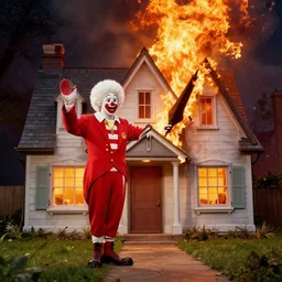 ronald mcdonald setting house on fire