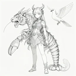 concept art of a dragon lobster tiger bird monster girl wearing a intricate outfit japanese harajuku street fashion, gapmoe yandere grimdark, dragon tail, long tail. butterfly trending on pixiv fanbox, painted by greg rutkowski makoto shinkai takashi takeuchi studio ghibli, akihiko yoshida
