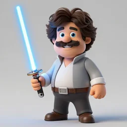 Bob Ross holding a lightsaber