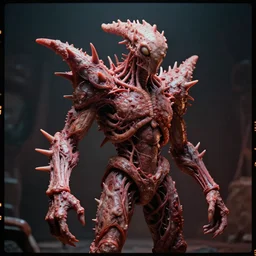 lanky ink creature made out of a humanoid nervous system with large meaty spikes all over the body, cinematic, volumetric lighting, f 8 aperture, cinematic eastman 5 3 8 4 film, photorealistic