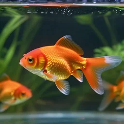 a video frame from a nature film about the secret life of pet goldfish, ultra realistic, high definition