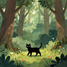cat in the magic forest by james jean