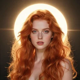 beautiful auburn flower goddess portrait by sylvain sarrailh, artstation, radiant halo of light, photorealism