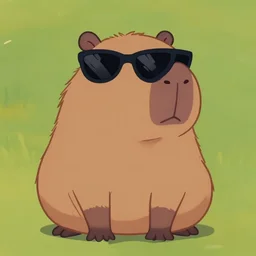 original capybaras character with sunglasses on in the style of a disney movie