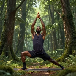 lebron james doing yoga in the forest, made by stanley artgerm lau, wlop, rossdraws, artstation, cgsociety, concept art, cgsociety, octane render, trending on artstation, artstationhd, artstationhq, unreal engine, 4 k, 8 k