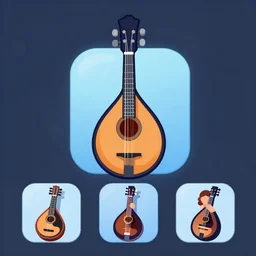 ui art icon for a mandolin, victo ngai, kilian eng, lois van baarle, flat, artstation, behance,