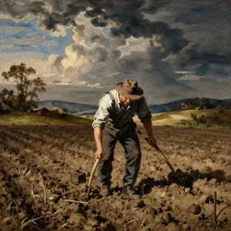 Farmer tilling his field by Fra Filippo Lippi,