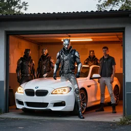 wolfenstein, bmw 6 in garage, white glow, orange glow, atmospheric lighting, painted, intricate, volumetric lighting, beautiful, daytime, sunny weather, slight overcast, sharp focus, deep colours, ultra detailed, by leesha hannigan, ross tran, thierry doizon, kai carpenter, ignacio fernandez rios