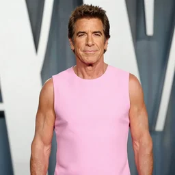 a photo of adam carolla wearing a pretty pink dress, still from hgtv