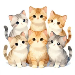 cute kittens, watercolor, trending on artstation