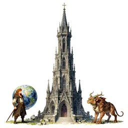 an endless gothic tower, art by h j ford and warwick globe and brian froud, fantasy book, watercolor illustration