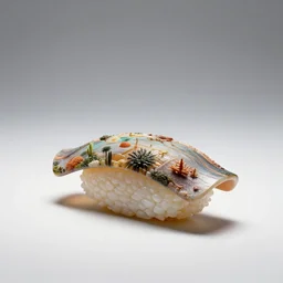 futuristic nigiri, studio product photography, isolated on a pure white background, centered, entire object in frame, sharp focus, soft studio lighting