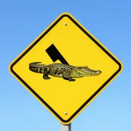 road sign warning of crocodiles crossing