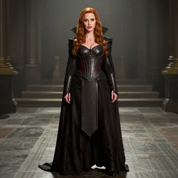 full body photo of christina hendricks as a vampire warrior