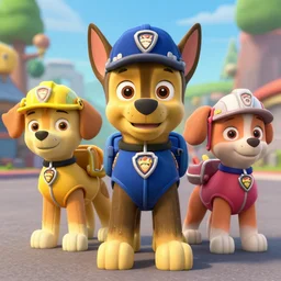 paw patrol as real life characters, photorealistic