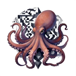 logo profile photo of an octopus by! beksinski!, mc escher tessellation, artstation, fantasy artwork