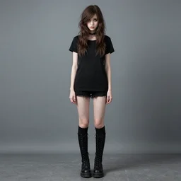full body photo of a cute skinny emo woman