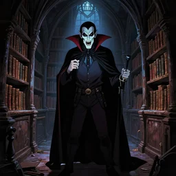 dark sinister vampire lair by Marc Simonetti, library, adventure game