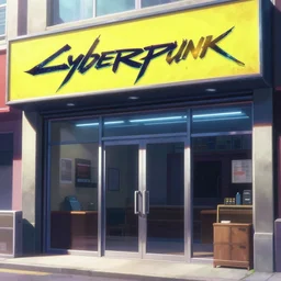 a high definition close close close up screenshot from the cyberpunk anime anime anime film ; a shopfront facade with ( ( ( advertisements ) ) ), digital painting by ( makoto shinkai ), moebius moebius, surrealism, trending on artstation