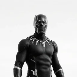 black panther black and white portrait white sky in background