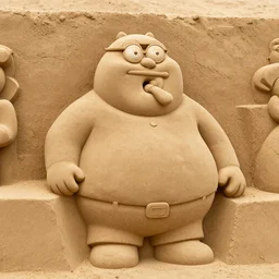 detailed sand sculpture of peter griffin