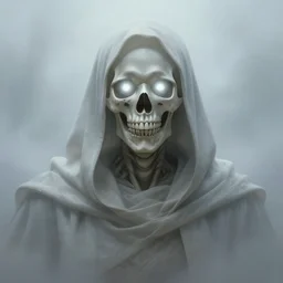 portrait of death, white glowing eyes, cloak, ethereal, male, foggy, fantasy, extremely detailed, digital painting, artstation, concept art, smooth, sharp focus, illustration, stunning lighting, art by artgerm and greg rutkowski and alphonse mucha and simon stalenhag, realistic character concept, high fantasy, light atmosphere, golden ratio, cinematic lighting, hyperdetailed, high resolution, insanely detailed and intricate, artstation, marc simonetti, greg rutkowski, 8 k