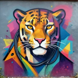 symmetry!! portrait of a panther warrior by sachin teng, organic, cables, matte painting, geometric shapes, colurful, hard edges! graffiti, street art