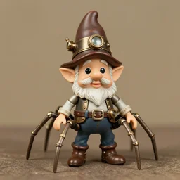 toy story doll spider as a dnd gnome, steam punk style, 1920s photograph