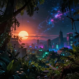 reclaimed by nature by nicolas poussin, san andreas otherworldly darkacademia gem synthwave junglepunk dramatic lighting neon noir morning sun nightvision at dusk at dawn vice city nightsky magic realism solar wind bioshock steampunk galactic lightpaint infrared tundra bladerunner 2 0 4 9, archdaily, wallpaper, highly detailed, trending on artstation.