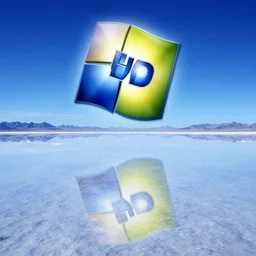 a highly detailed 4 k photograph of the windows xp bliss wallpaper in the salar de uyuni with impossible reflection, an award - winning photoshop creation. h 5 7 6
