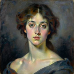 a painting of a woman portrait, futurism